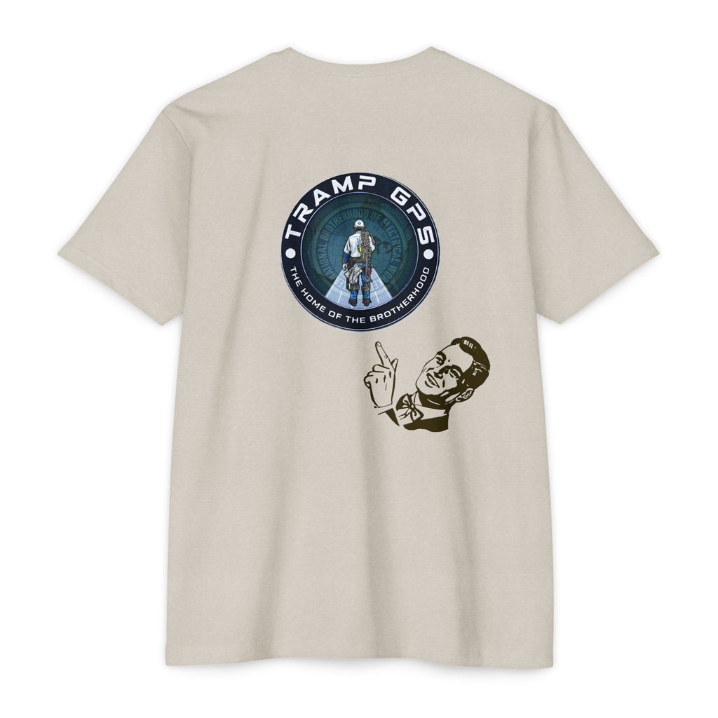 Tramp GPS Graphic T-Shirt — Retro Explorer Patch Design