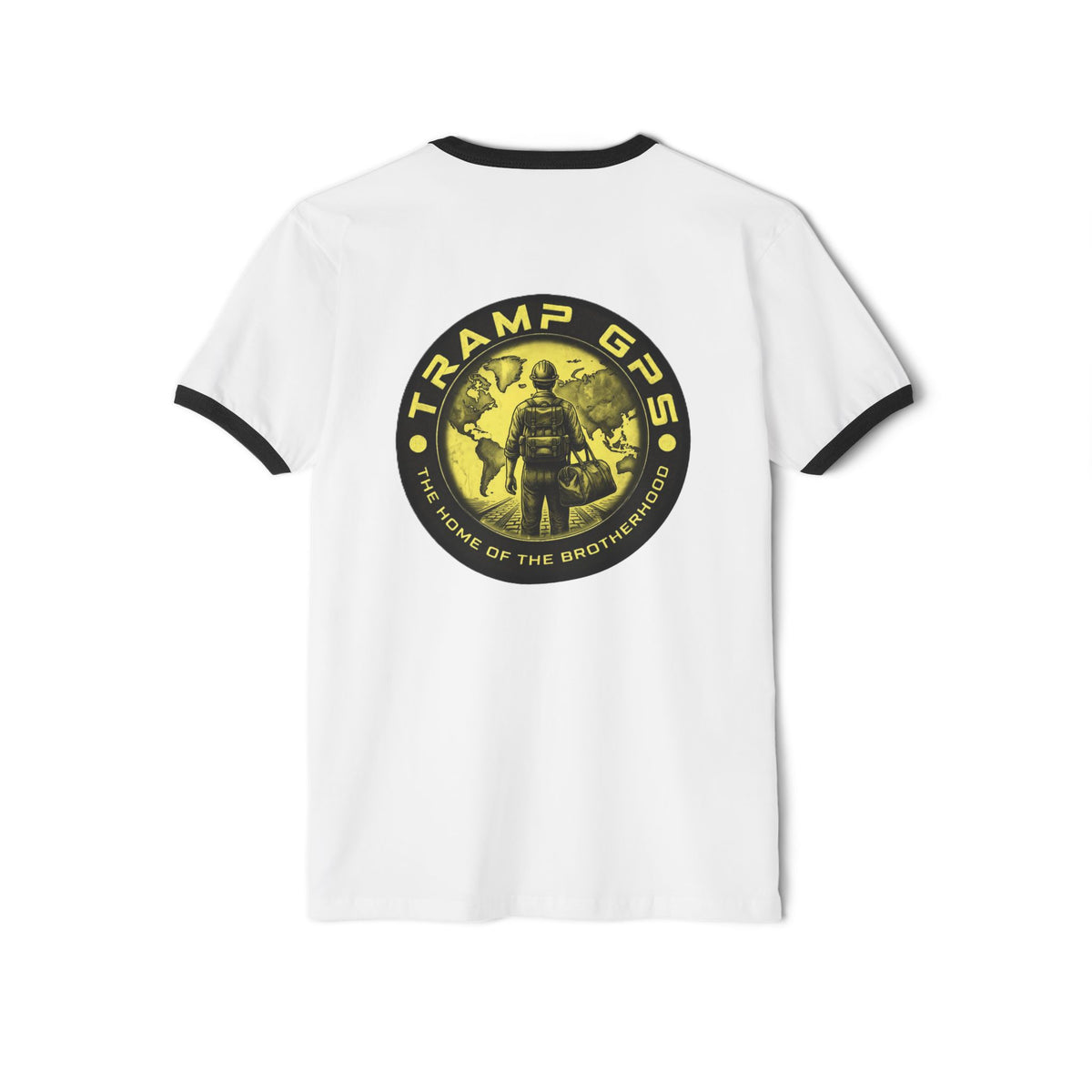Tramp GPS Logo Ringer T-Shirt — 'Home of the Brotherhood' Retro Adventure Tee