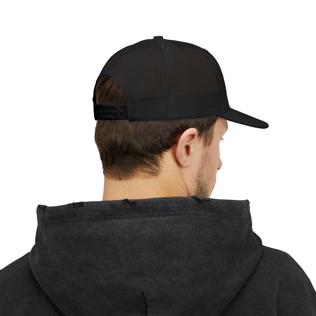Trucker Cap — Tramp GPS Adventure Logo Hat (World Map, Outdoor Travel Snapback)
