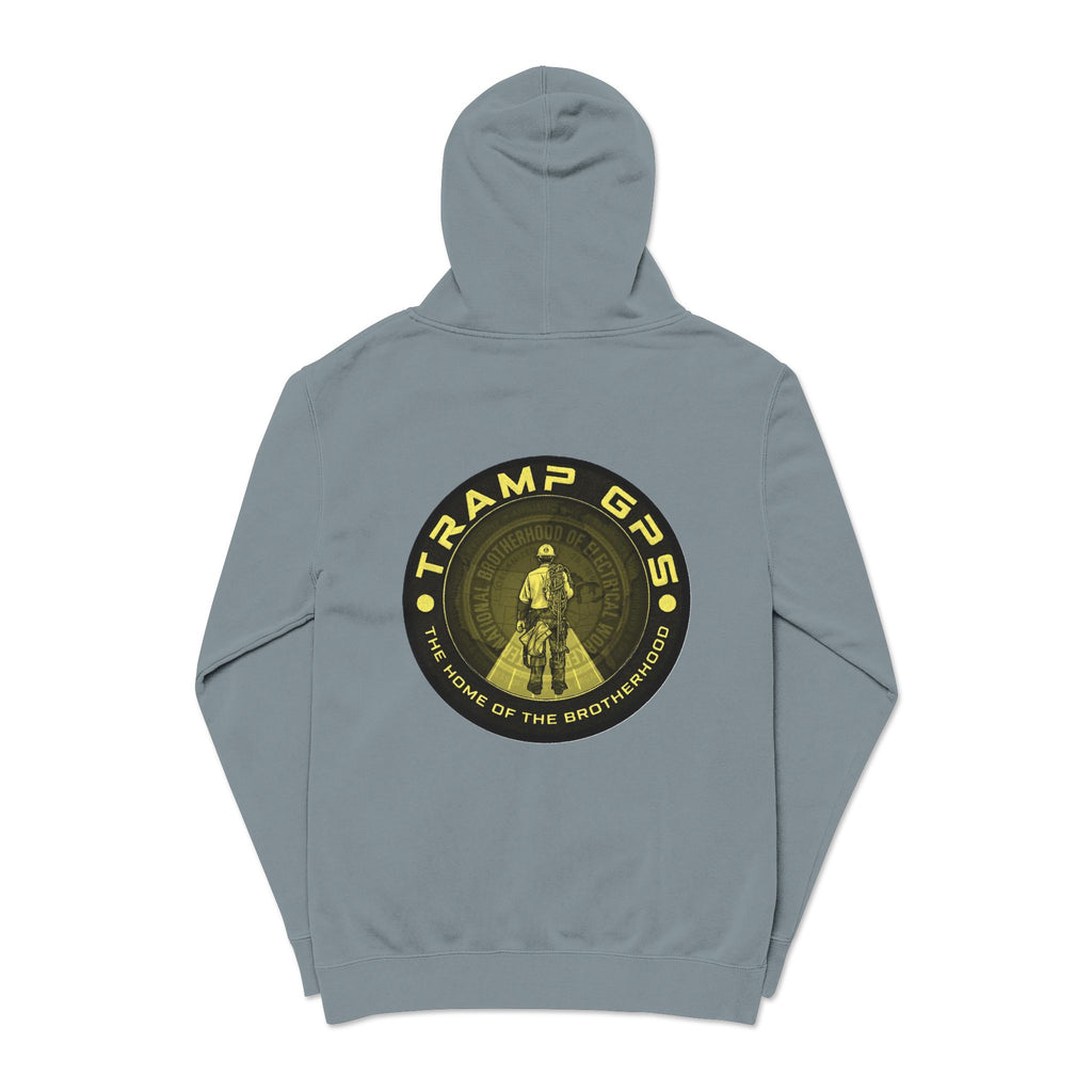 Tramp GPS Hoodie — Vintage Outdoor Badge Pullover
