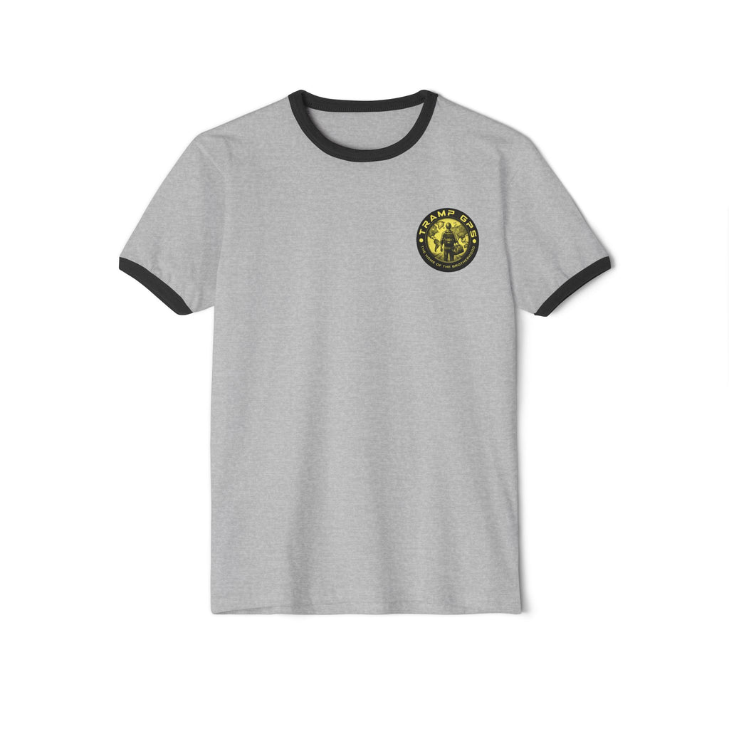 Tramp GPS Logo Ringer T-Shirt — 'Home of the Brotherhood' Retro Adventure Tee