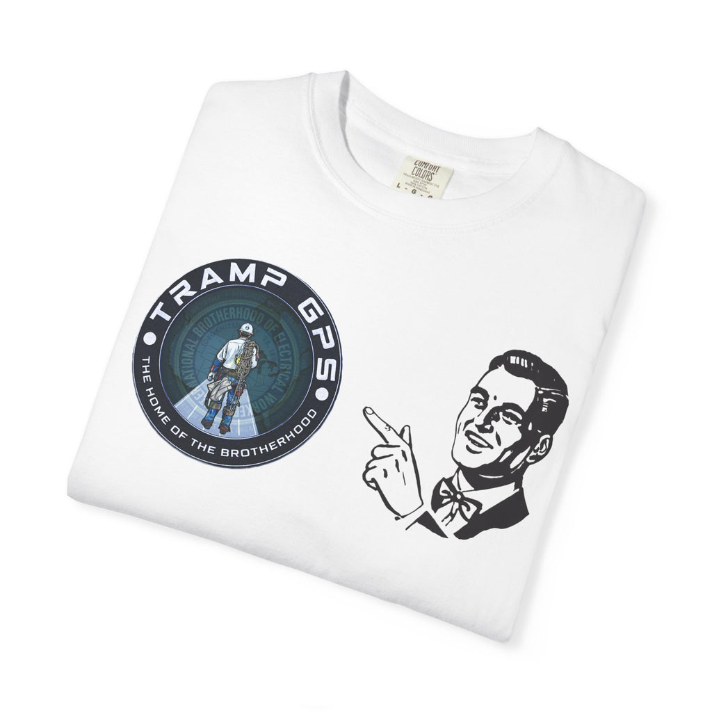 Tramp GPS Retro Patch T‑Shirt — Vintage Adventure Graphic Tee
