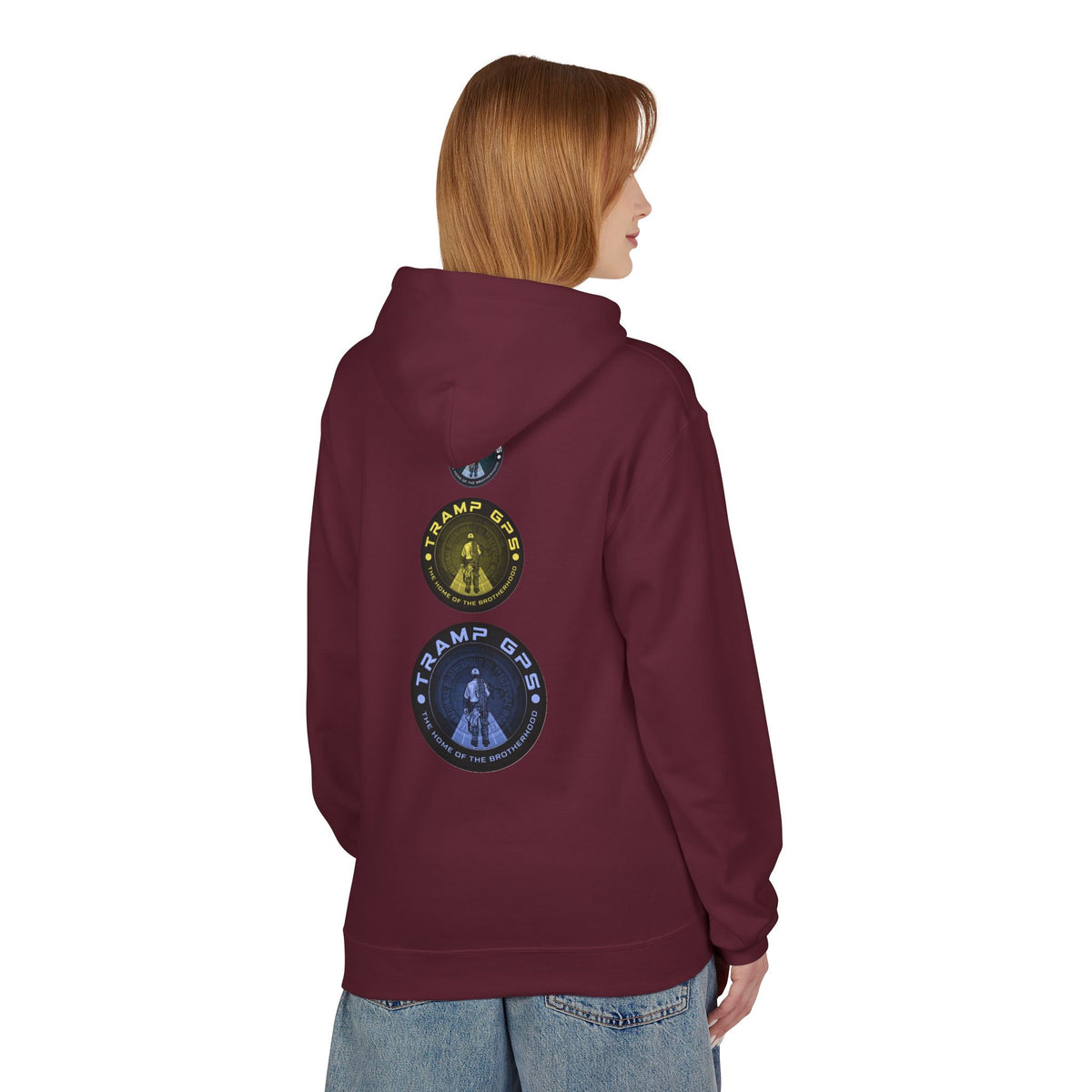 Tramp GPS Logo Hoodie — Retro Badge Graphic Pullover