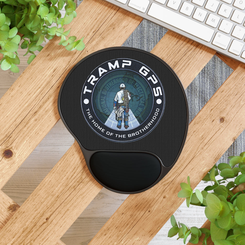 Tramp GPS Logo Mouse Pad with Wrist Rest — Gaming & Workstation Comfort
