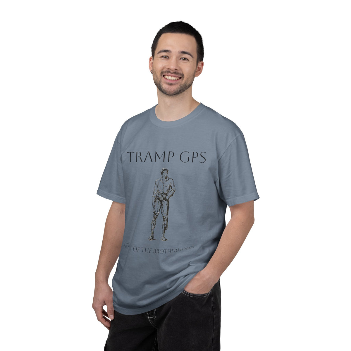 Tramp GPS Vintage Explorer T‑Shirt — "Tramp GPS: Home of the Broken Brigade"