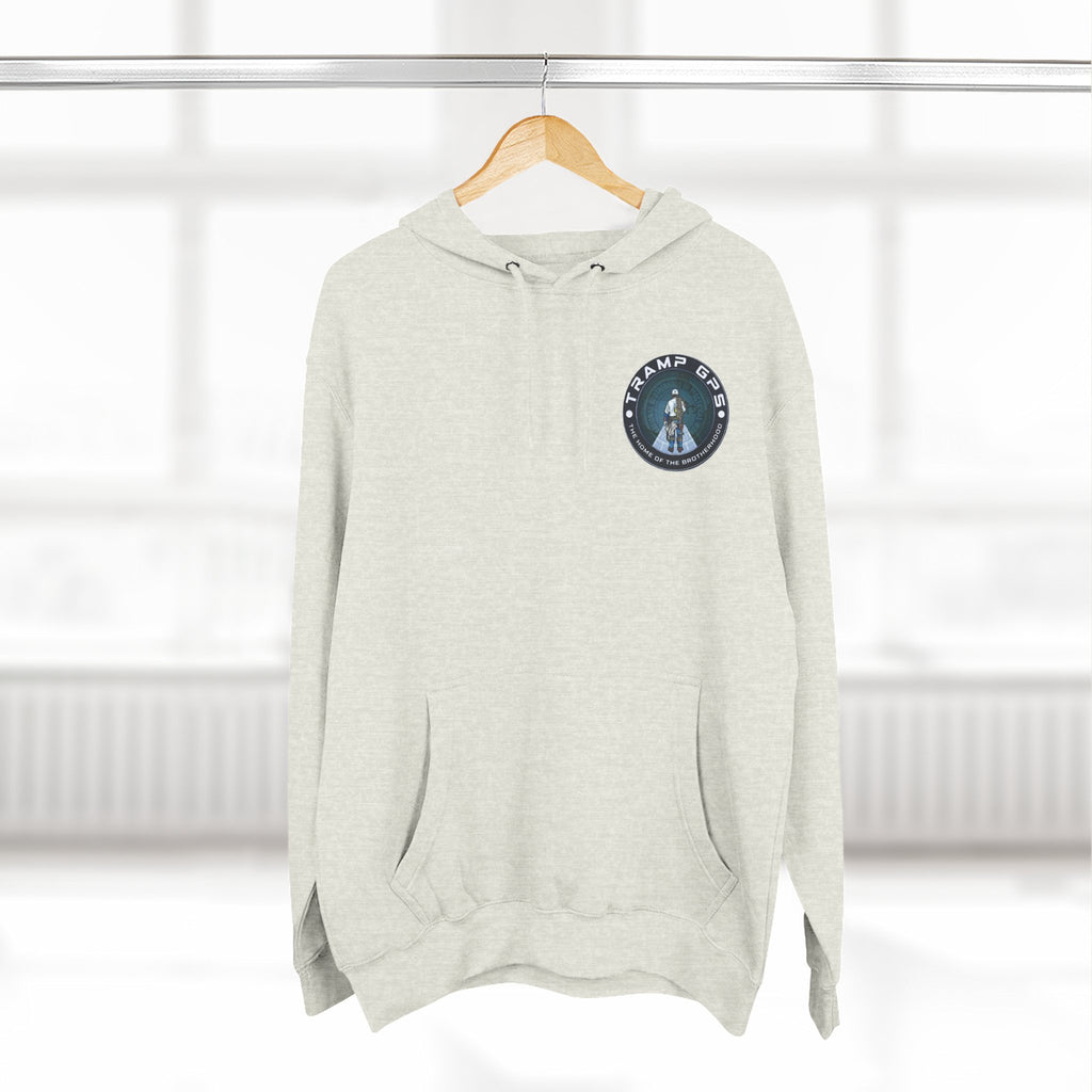 Tramp GPS Hoodie — 'The Home of the Brotherhood' Travel & Adventure Pullover