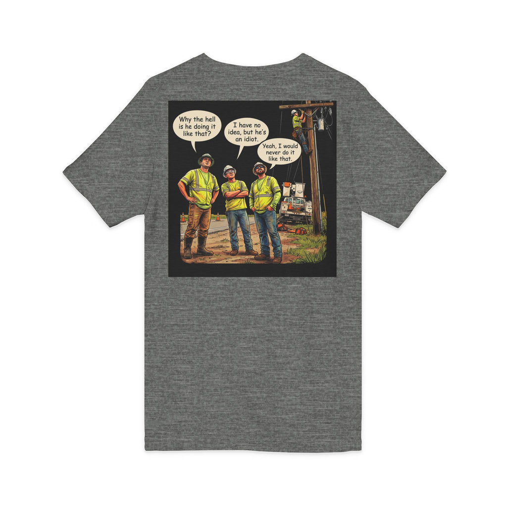 Funny Construction Worker Cartoon V-Neck T-Shirt