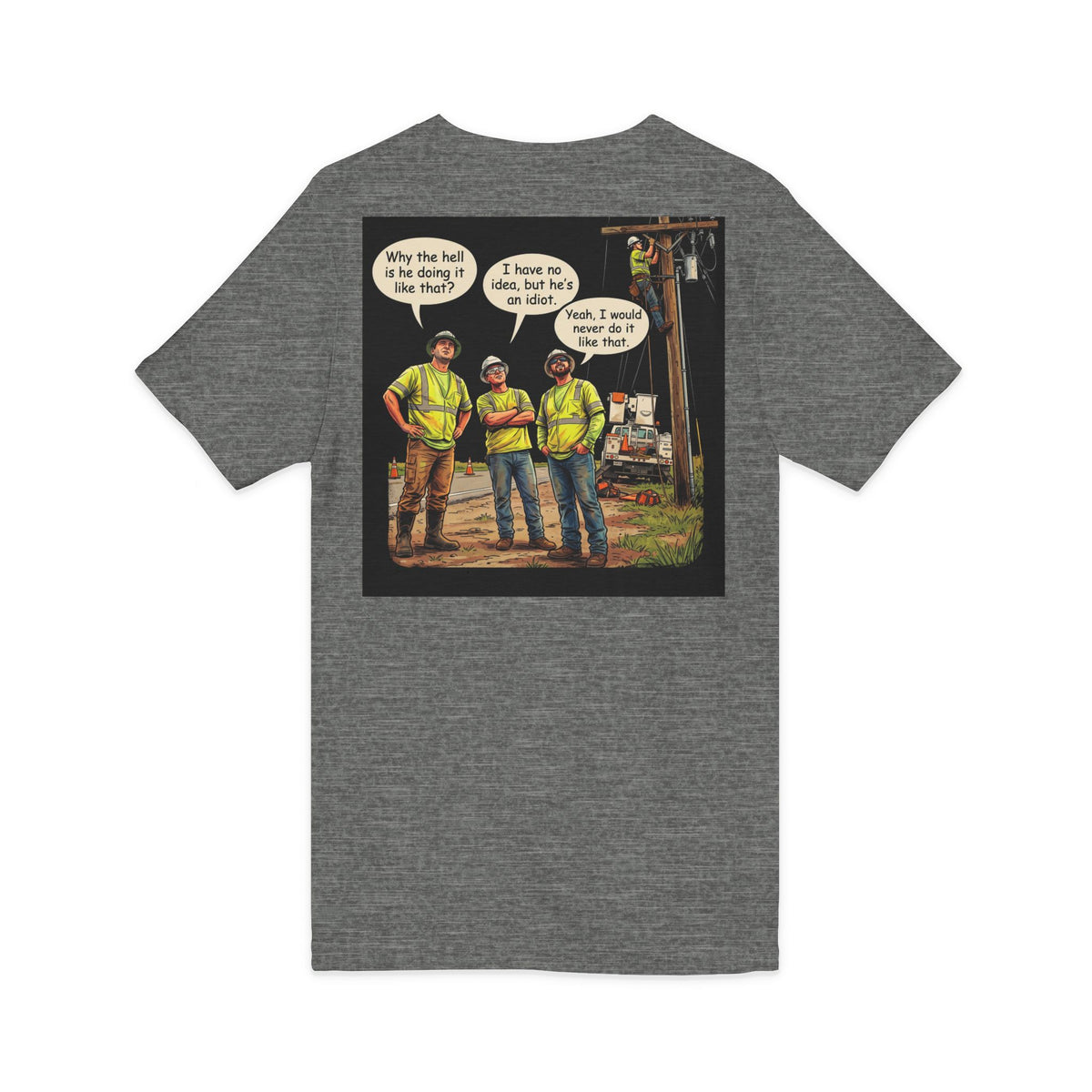 Funny Construction Worker Cartoon V-Neck T-Shirt