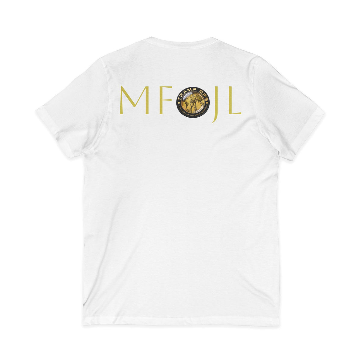 Moon Phase Logo V-Neck Tee — MFJL Gold Emblem