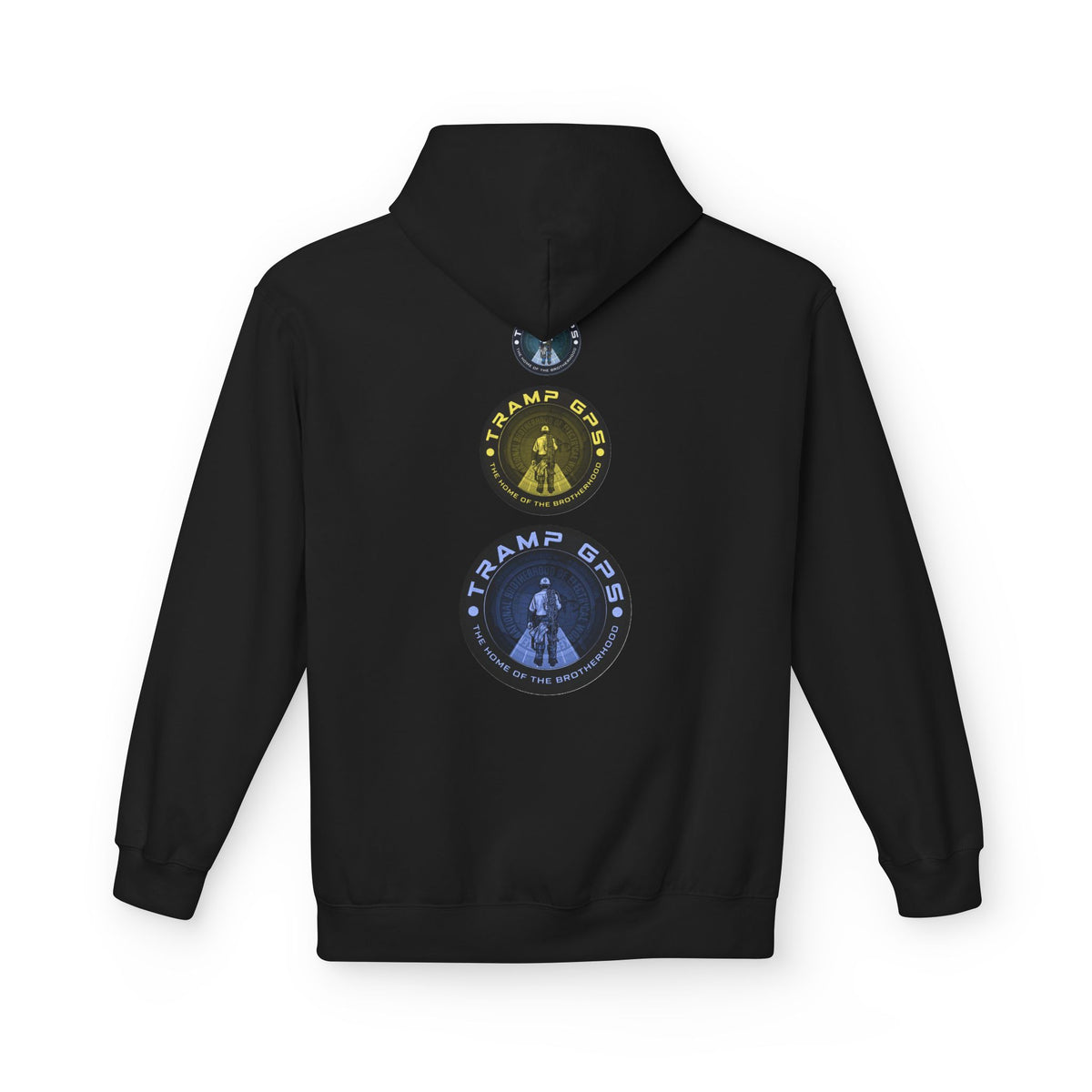 Tramp GPS Logo Hoodie — Retro Badge Graphic Pullover
