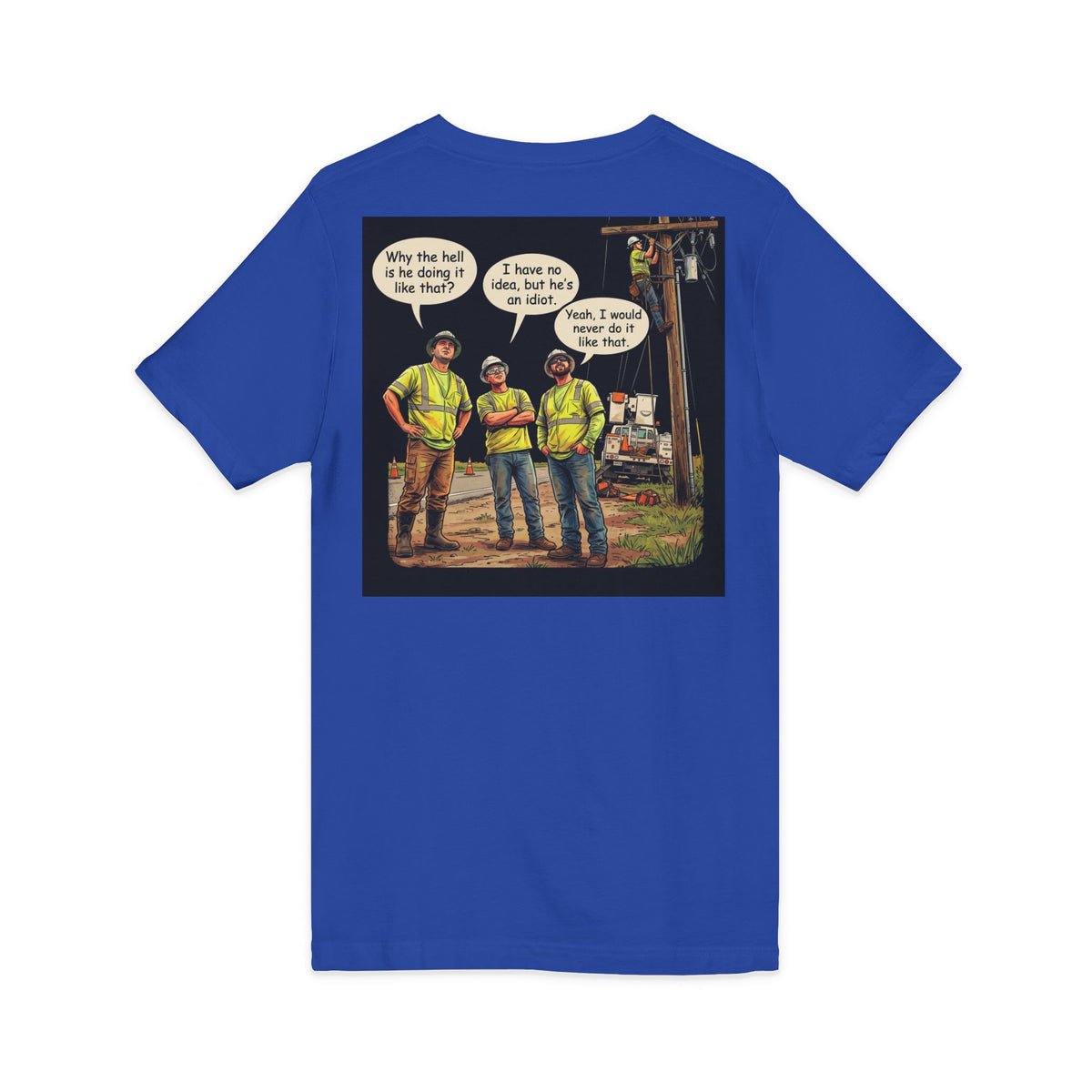 Funny Construction Worker Cartoon V-Neck T-Shirt
