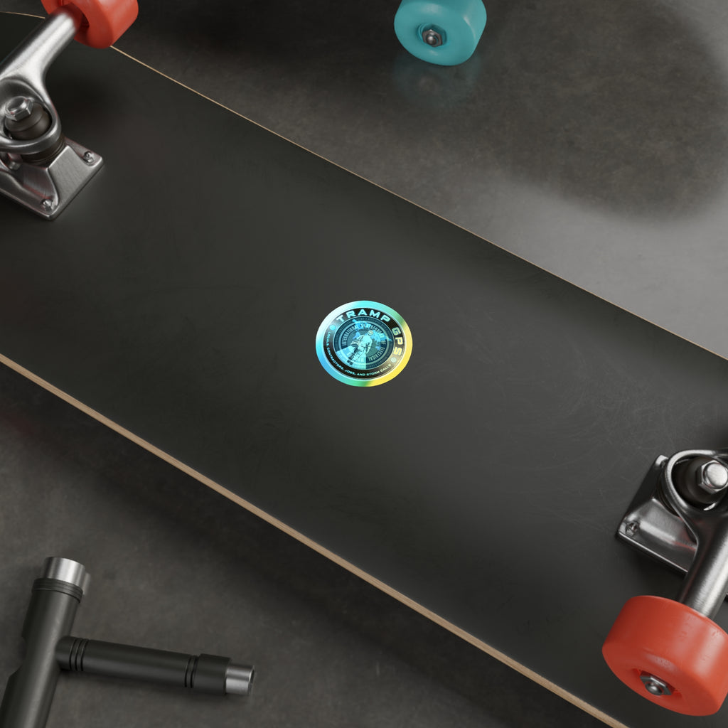 Holographic Die-Cut Sticker — Tramp GPS Electrician Badge
