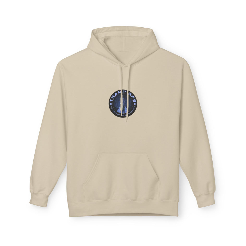 Tramp GPS Logo Hoodie — Retro Badge Graphic Pullover