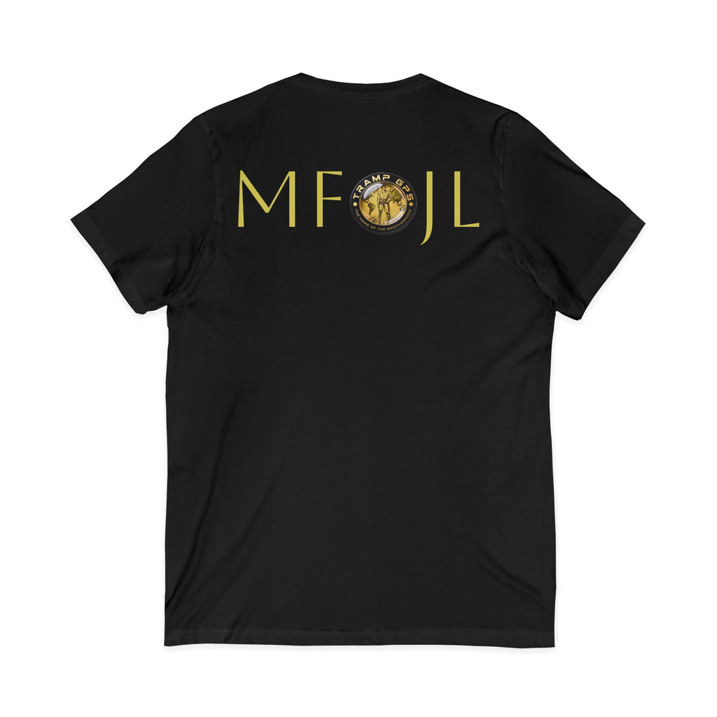 Moon Phase Logo V-Neck Tee — MFJL Gold Emblem