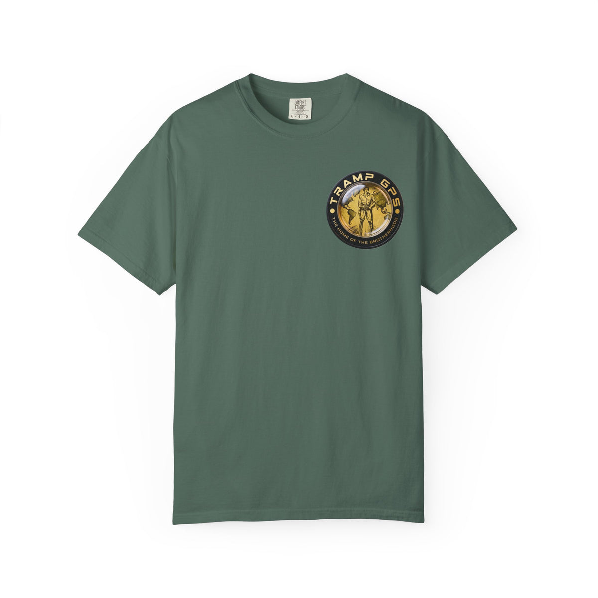 Tramp GPS Graphic T‑Shirt — "Tramp GPS: The Home of the Brotherhood"