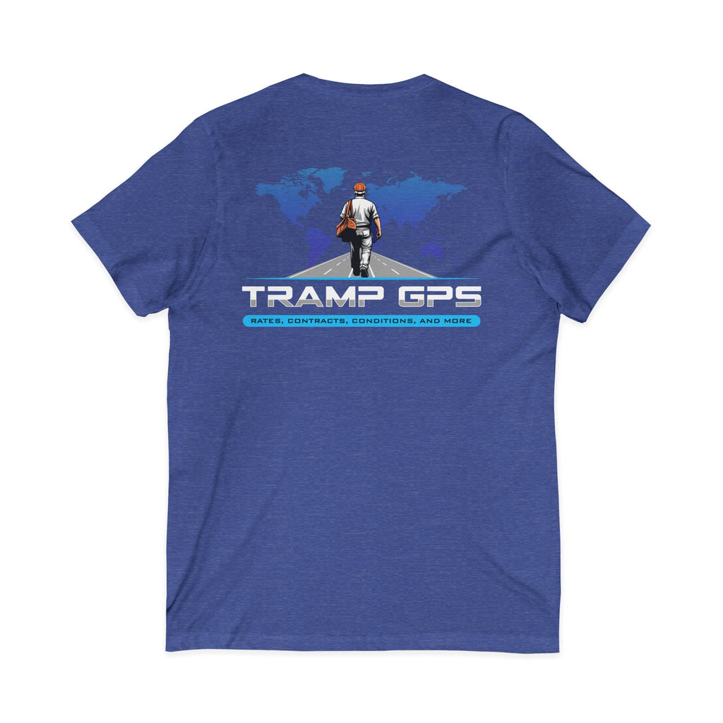 Traveler Graphic V-Neck Tee — Adventure World Map Back Print