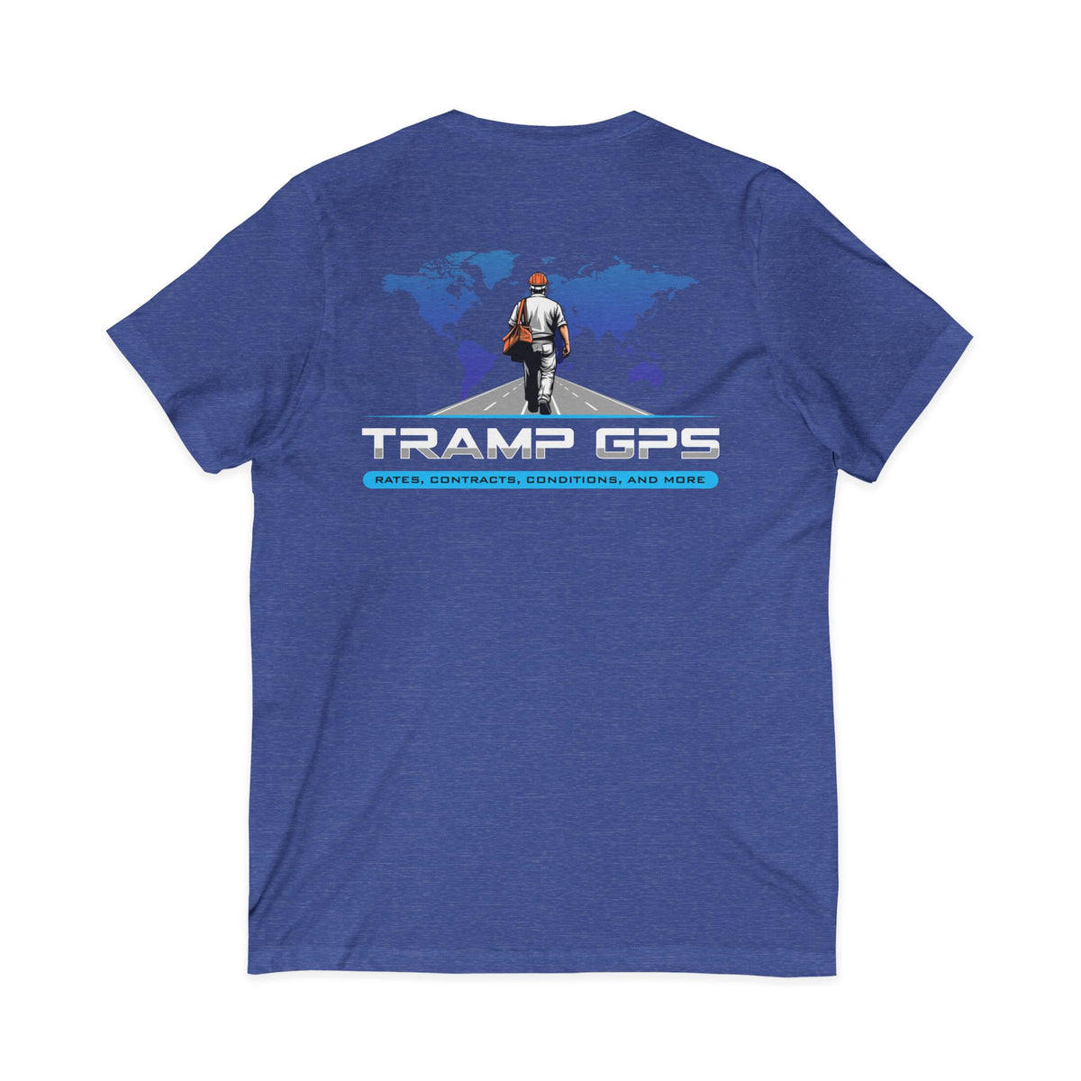 Traveler Graphic V-Neck Tee — Adventure World Map Back Print