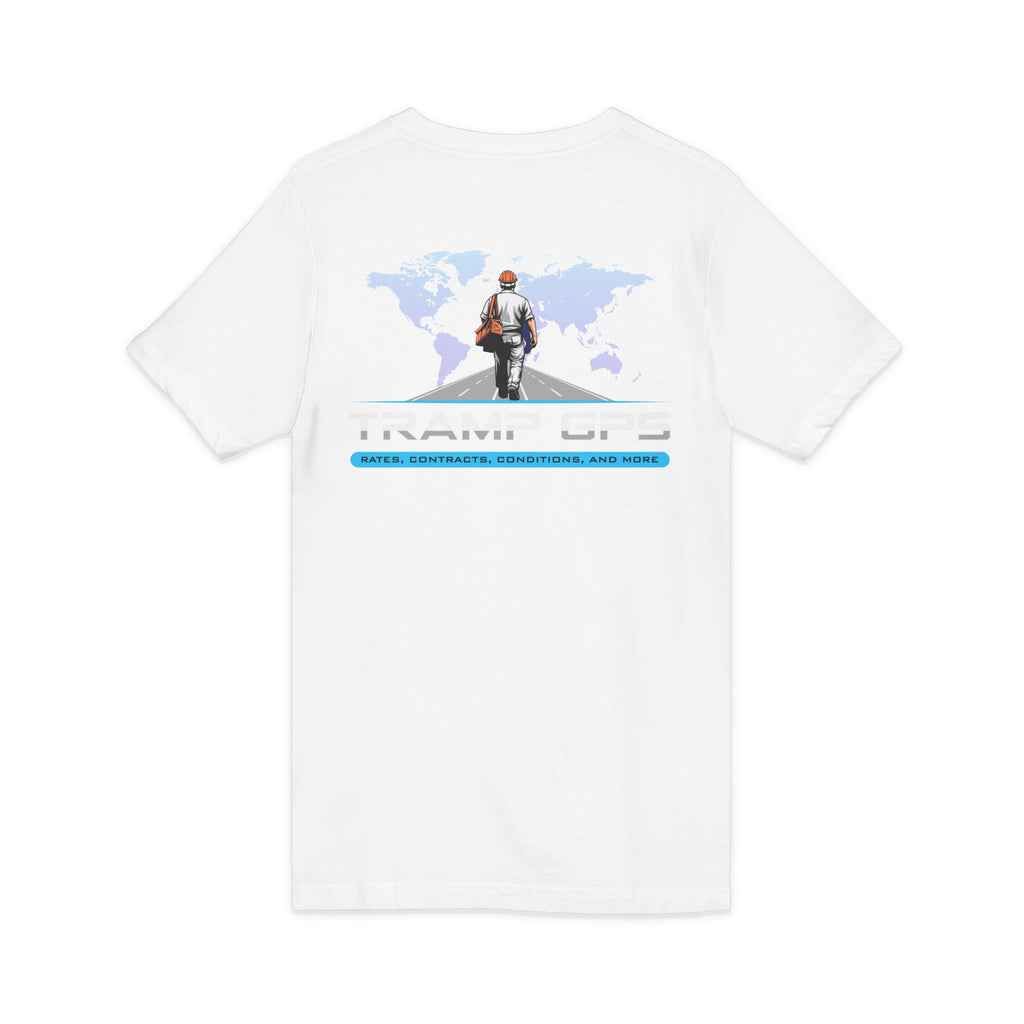 Traveler Graphic V-Neck Tee — Adventure World Map Back Print