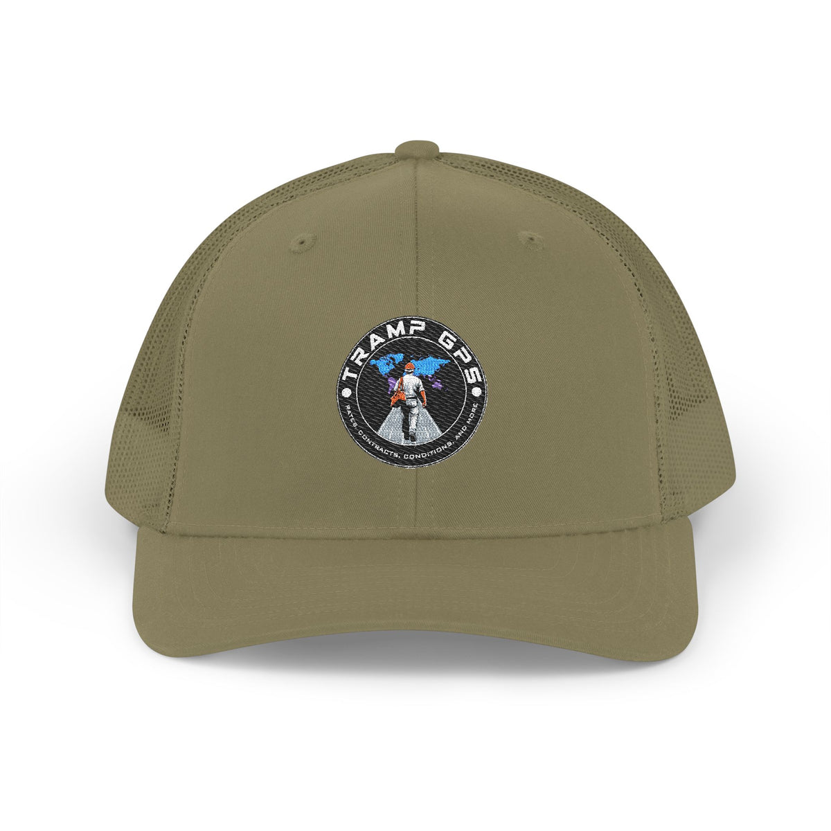 Black & White Trucker Cap with Vintage Mountain Patch – Outdoor Snapback Hat