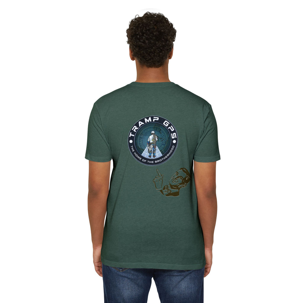 Tramp GPS Graphic T-Shirt — Retro Explorer Patch Design