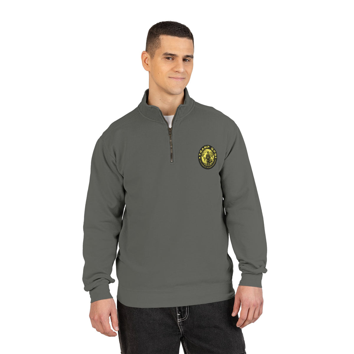 Tramp GPS Quarter-Zip Sweatshirt — Outdoor Explorer Graphic Pullover