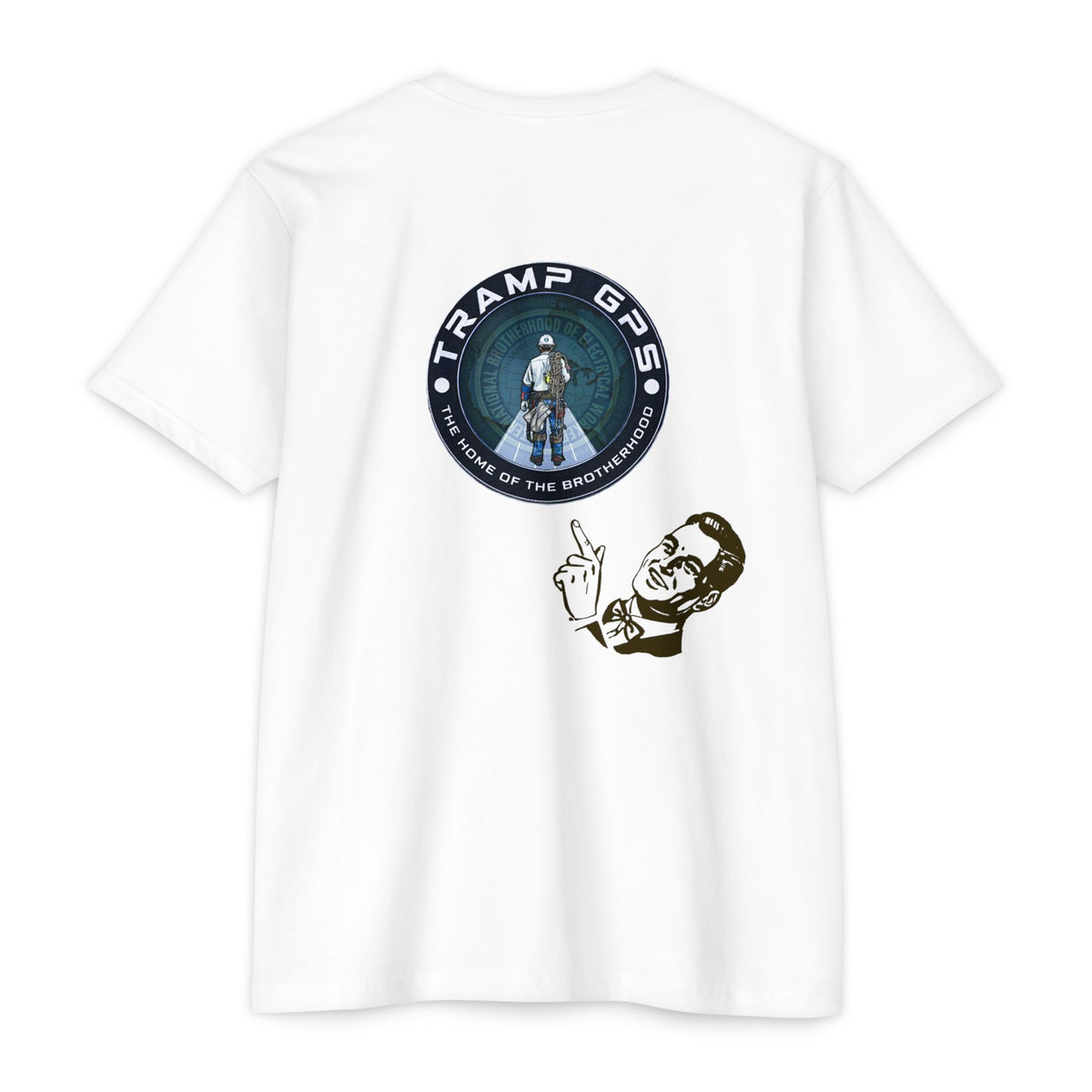 Tramp GPS Graphic T-Shirt — Retro Explorer Patch Design