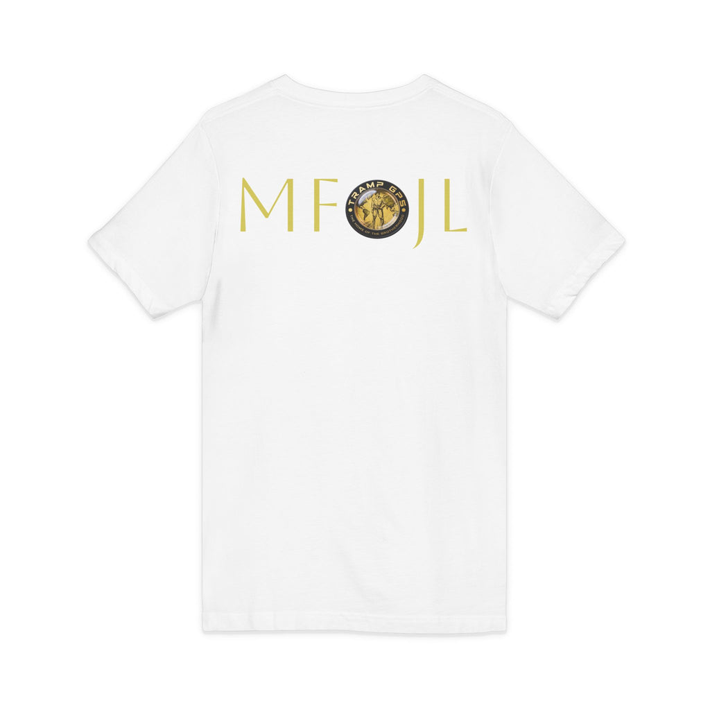 Moon Phase Logo V-Neck Tee — MFJL Gold Emblem