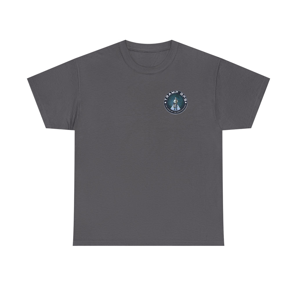 Tramp GPS Graphic Tee — World Map Adventure Travel T-Shirt