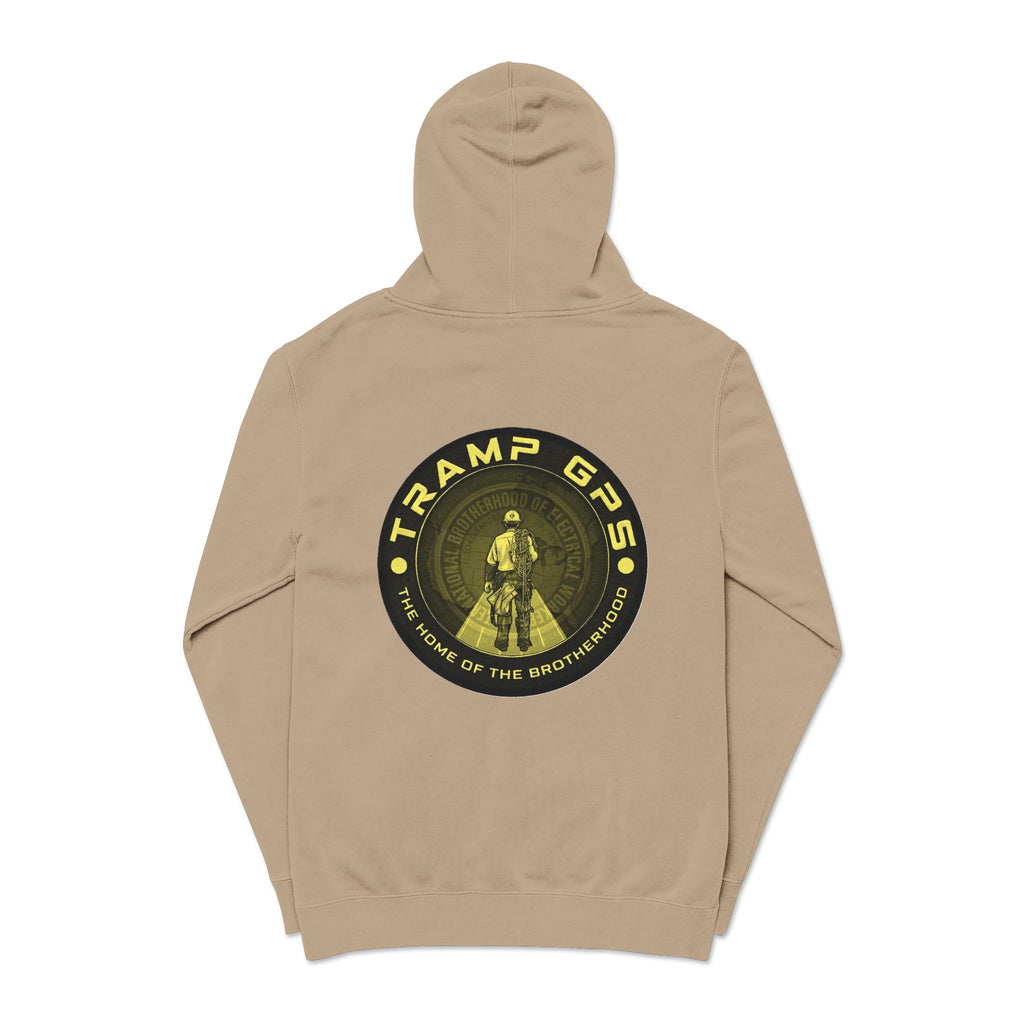 Tramp GPS Hoodie — Vintage Outdoor Badge Pullover