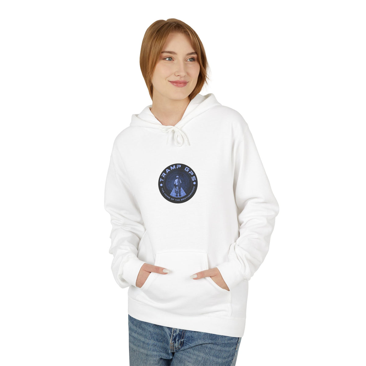 Tramp GPS Logo Hoodie — Retro Badge Graphic Pullover