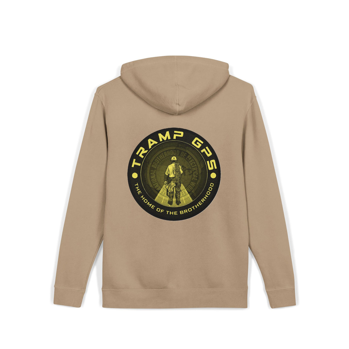 Tramp GPS Hoodie — Vintage Outdoor Badge Pullover