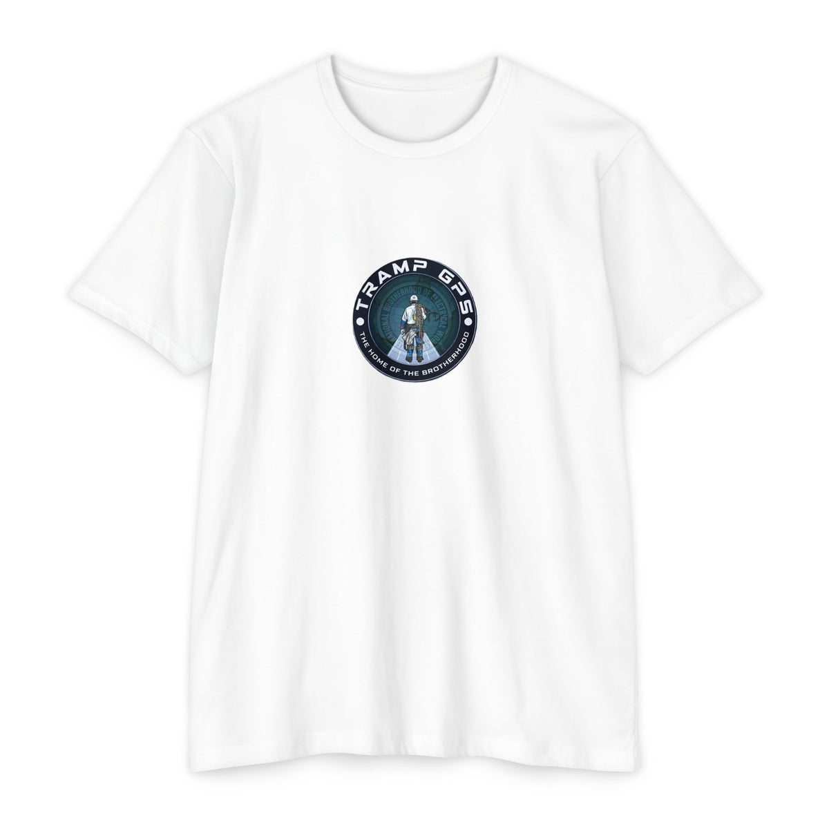Tramp GPS Graphic T-Shirt — Retro Explorer Patch Design