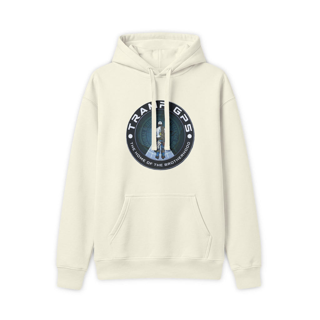 Travel GPS Hoodie — Explorer Logo Pullover with World Map Back Graphic
