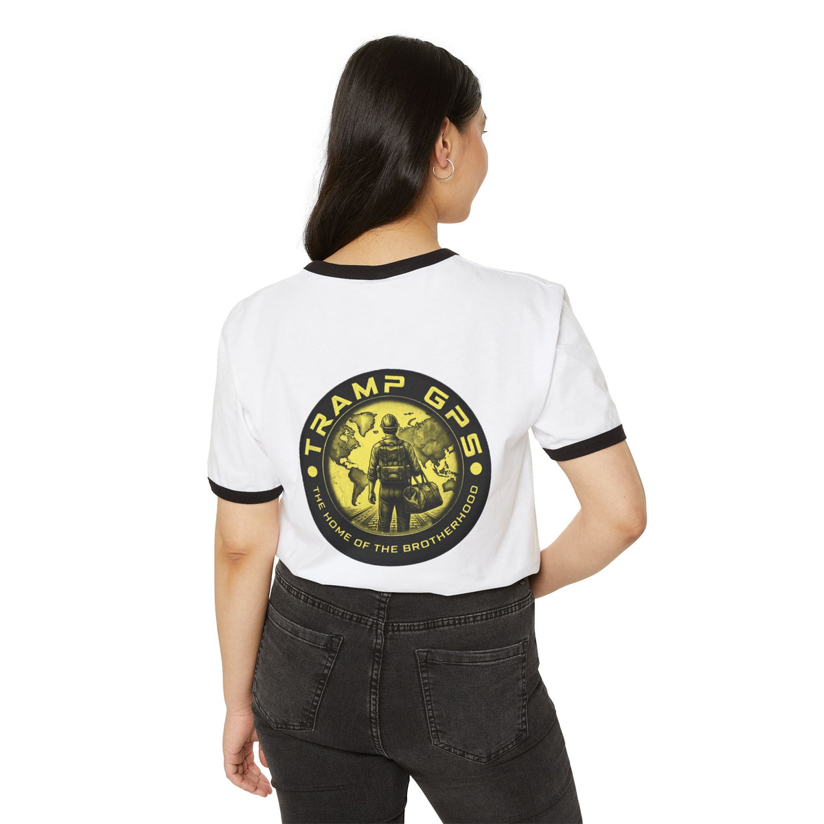 Tramp GPS Logo Ringer T-Shirt — 'Home of the Brotherhood' Retro Adventure Tee