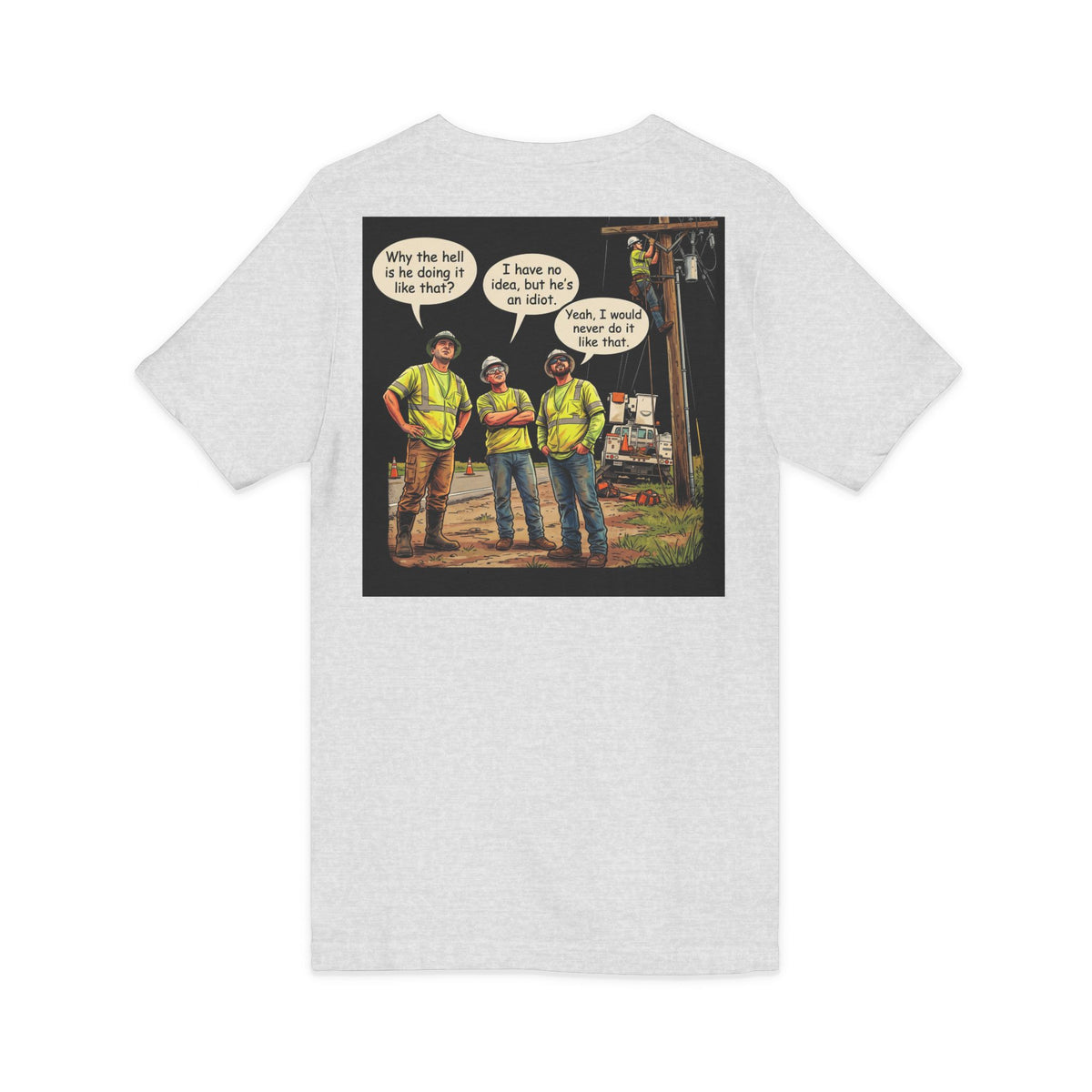 Funny Construction Worker Cartoon V-Neck T-Shirt