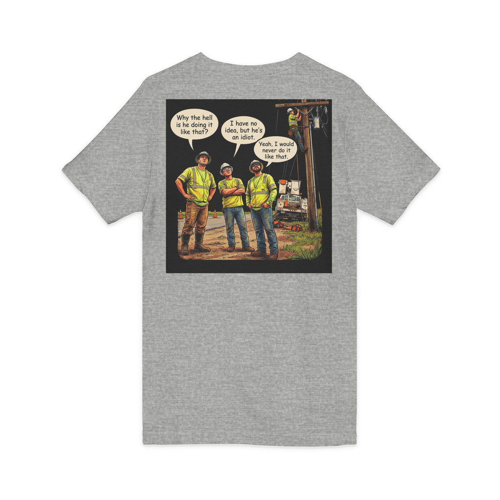 Funny Construction Worker Cartoon V-Neck T-Shirt