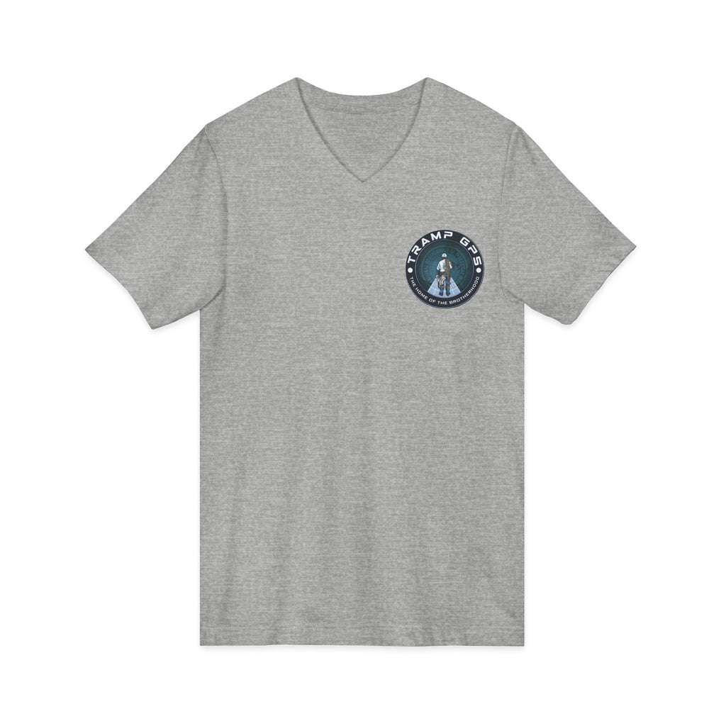 Traveler Graphic V-Neck Tee — Adventure World Map Back Print