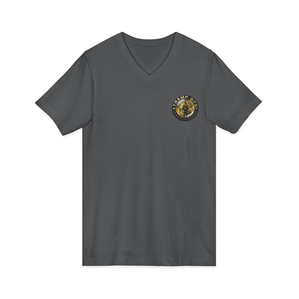 Moon Phase Logo V-Neck Tee — MFJL Gold Emblem