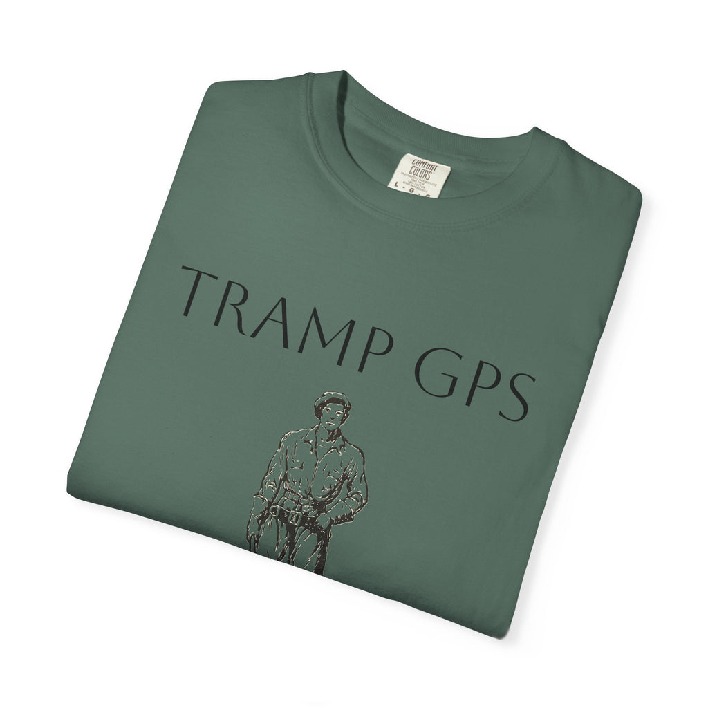 Tramp GPS Vintage Explorer T‑Shirt — "Tramp GPS: Home of the Broken Brigade"