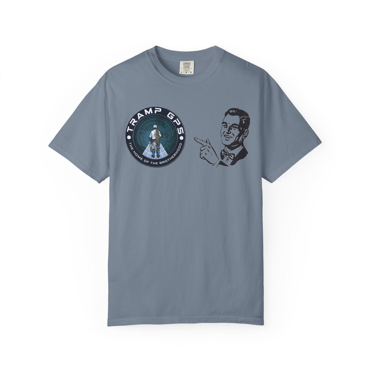 Tramp GPS Retro Patch T‑Shirt — Vintage Adventure Graphic Tee