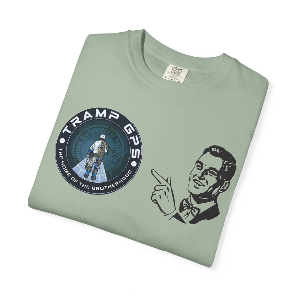 Tramp GPS Retro Patch T‑Shirt — Vintage Adventure Graphic Tee