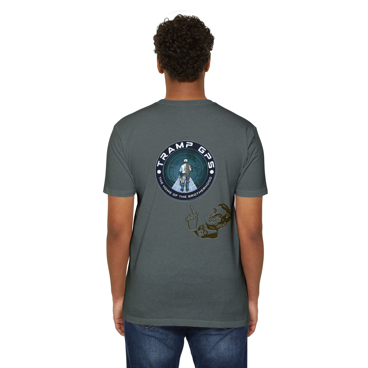 Tramp GPS Graphic T-Shirt — Retro Explorer Patch Design