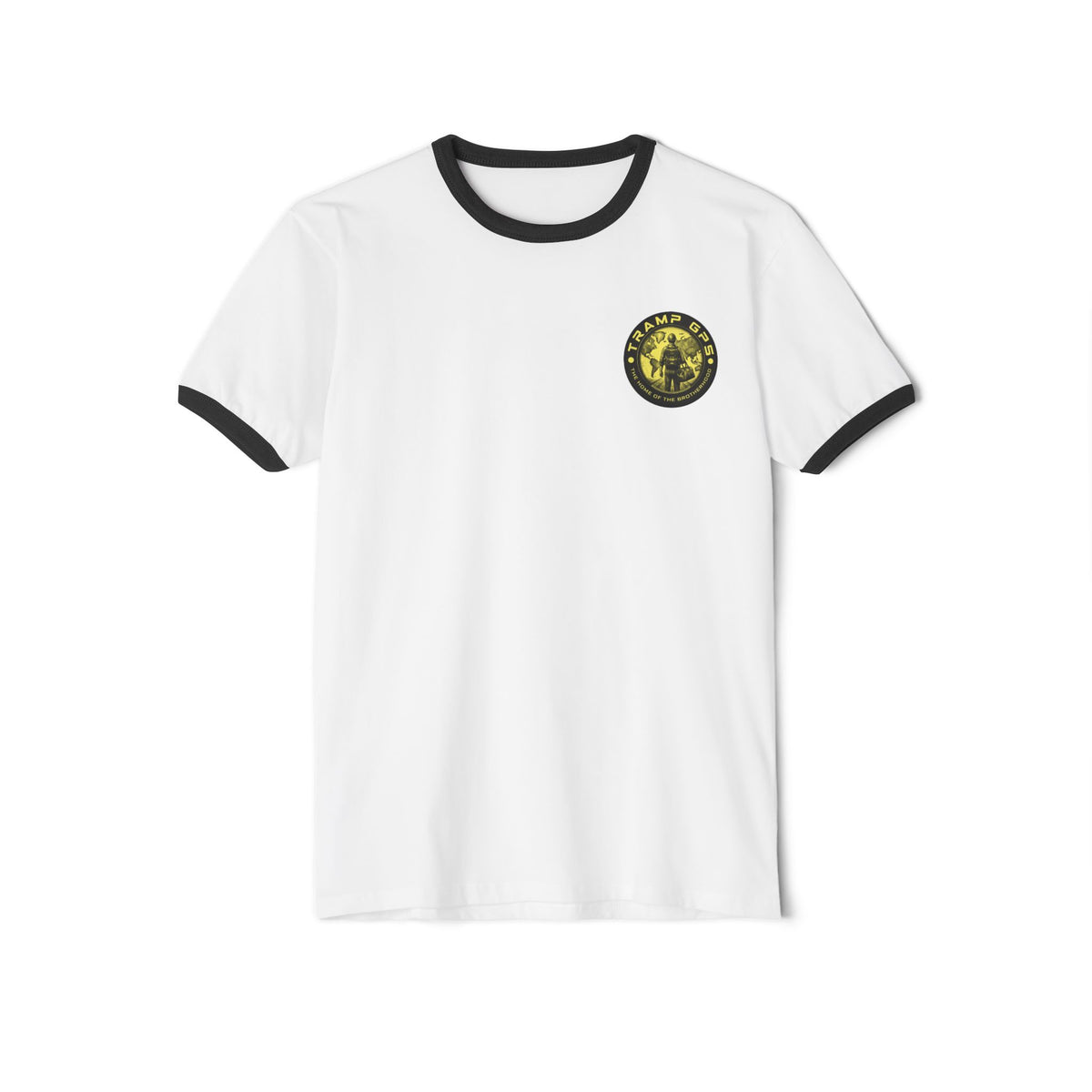 Tramp GPS Logo Ringer T-Shirt — 'Home of the Brotherhood' Retro Adventure Tee