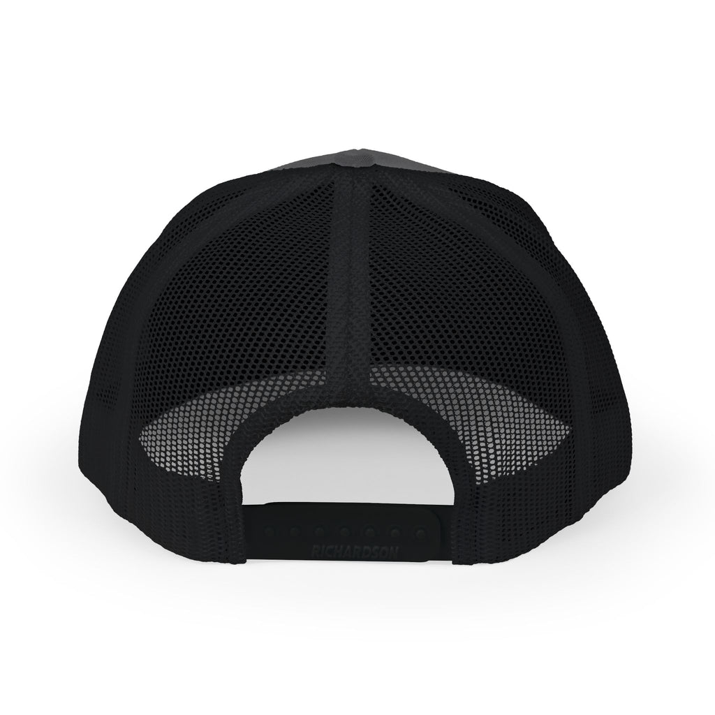 Black & White Trucker Cap with Vintage Mountain Patch – Outdoor Snapback Hat