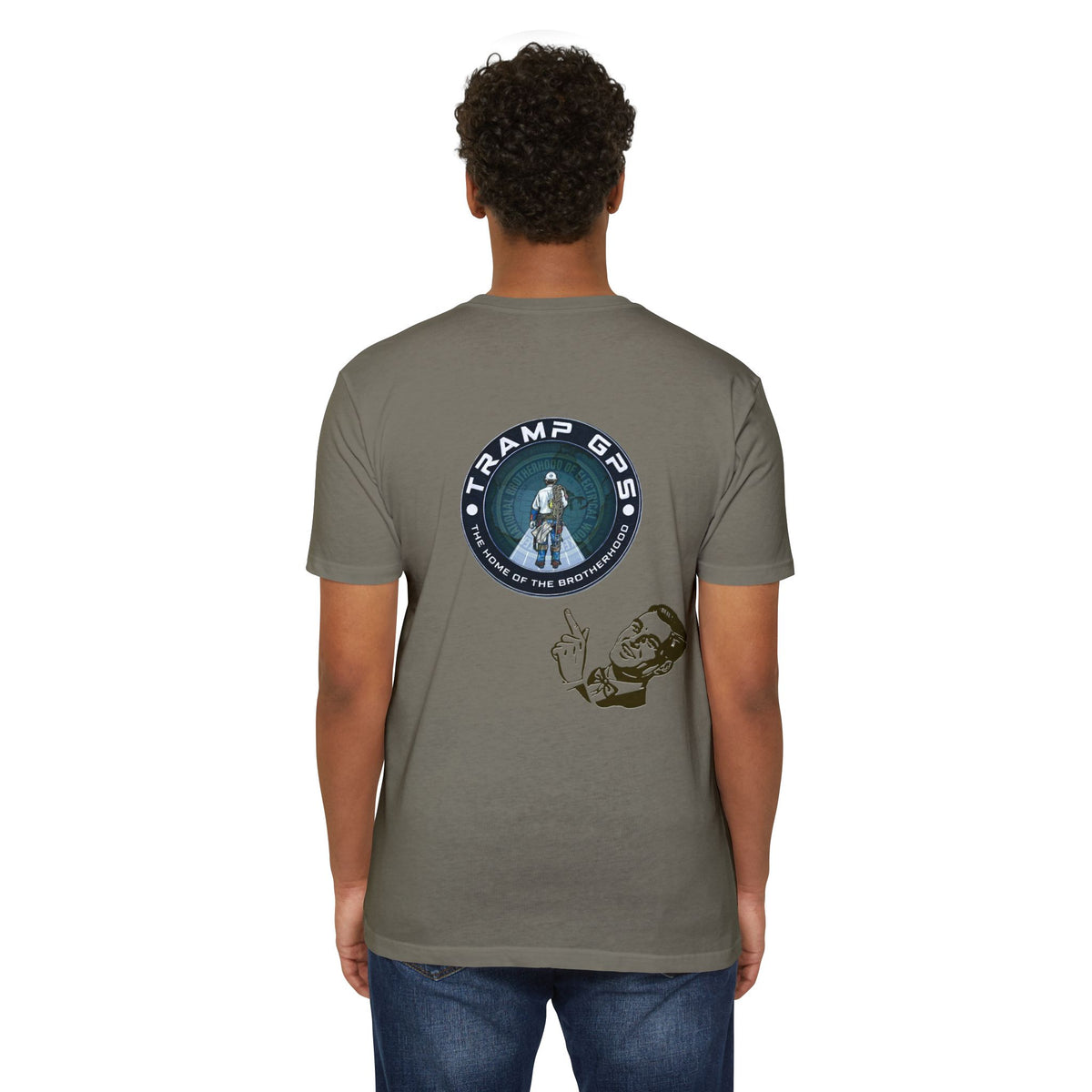 Tramp GPS Graphic T-Shirt — Retro Explorer Patch Design