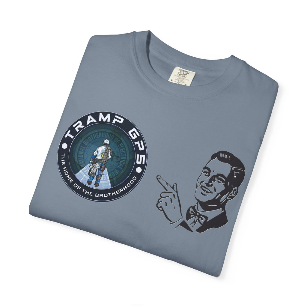 Tramp GPS Retro Patch T‑Shirt — Vintage Adventure Graphic Tee