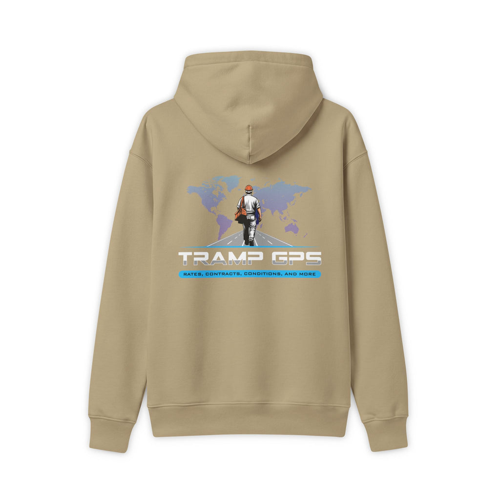 Travel GPS Hoodie — Explorer Logo Pullover with World Map Back Graphic