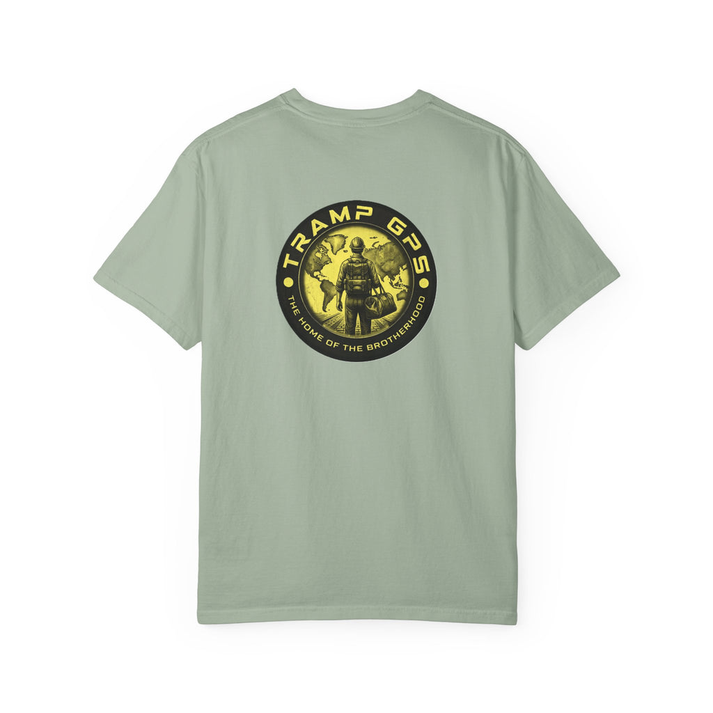 Tramp GPS Vintage Explorer T‑Shirt — "Tramp GPS: Home of the Broken Brigade"