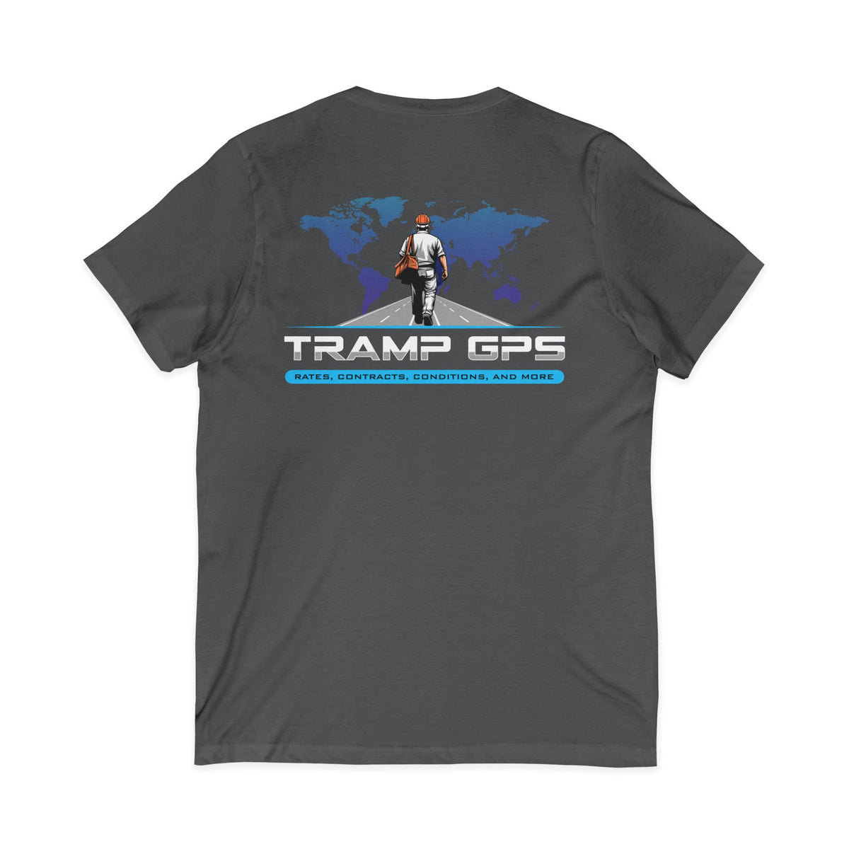Traveler Graphic V-Neck Tee — Adventure World Map Back Print