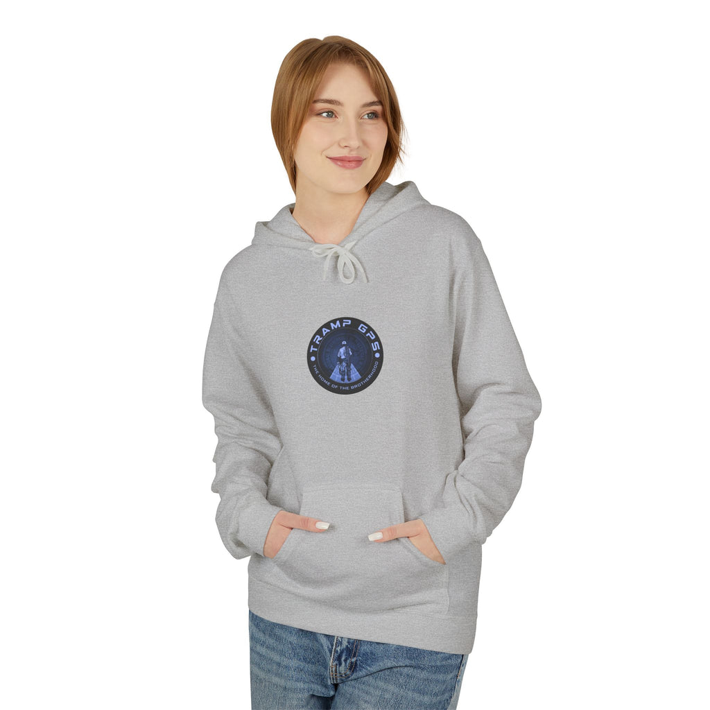 Tramp GPS Logo Hoodie — Retro Badge Graphic Pullover
